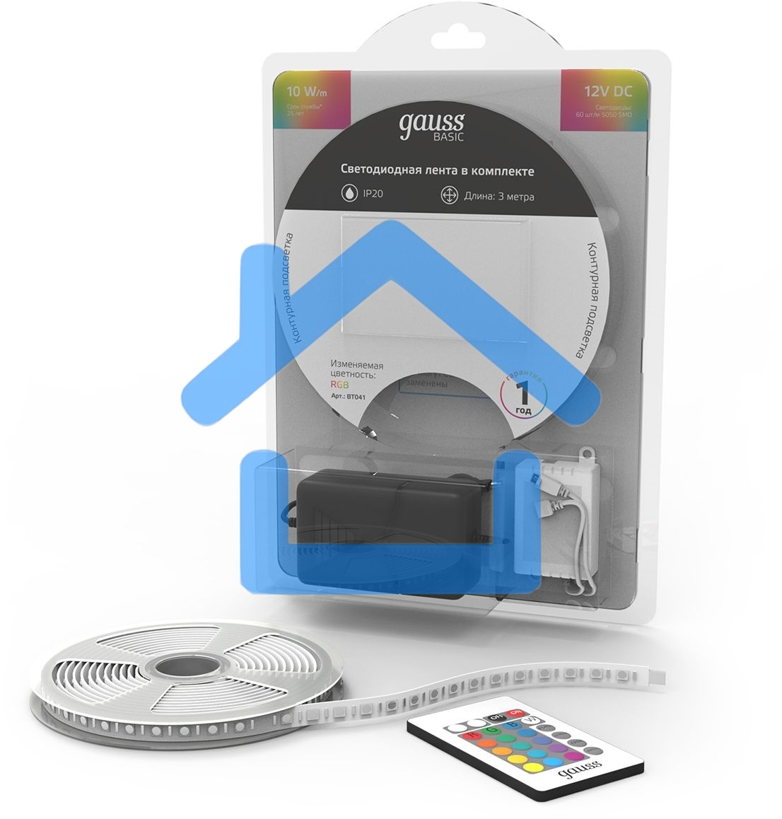 Лента Basic в комплекте 12V 10W/m 700lm/m RGB IP20 LED 3m 1/50
