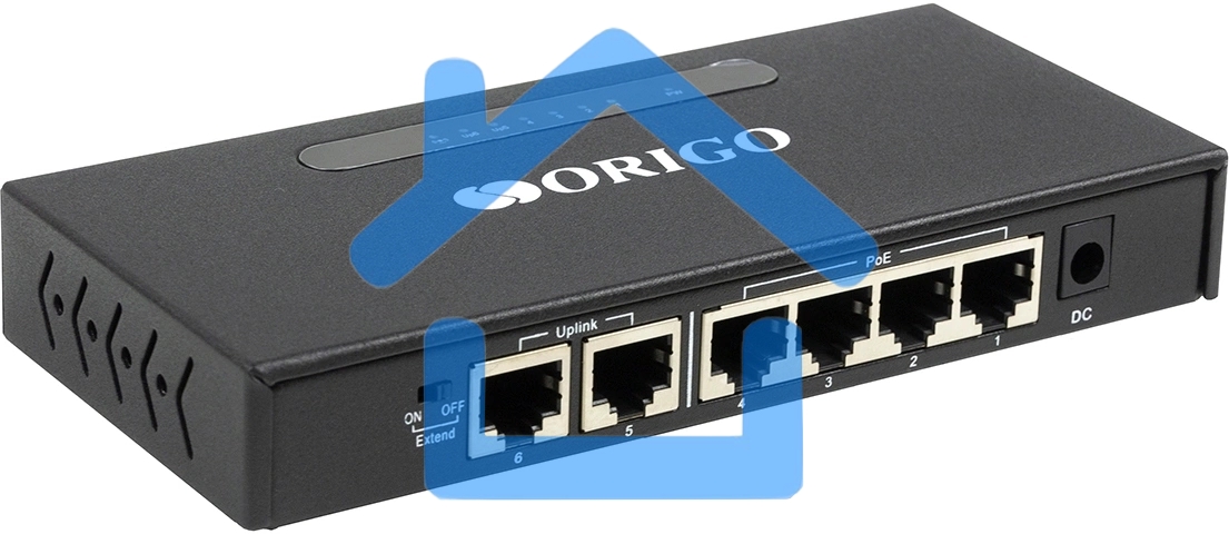Неуправляемый PoE-коммутатор ORIGO OS1206P/60W/A1A 4x100Base-TX PoE+, 2x100Base-TX, PoE-бюджет 60 Вт, корпус металл