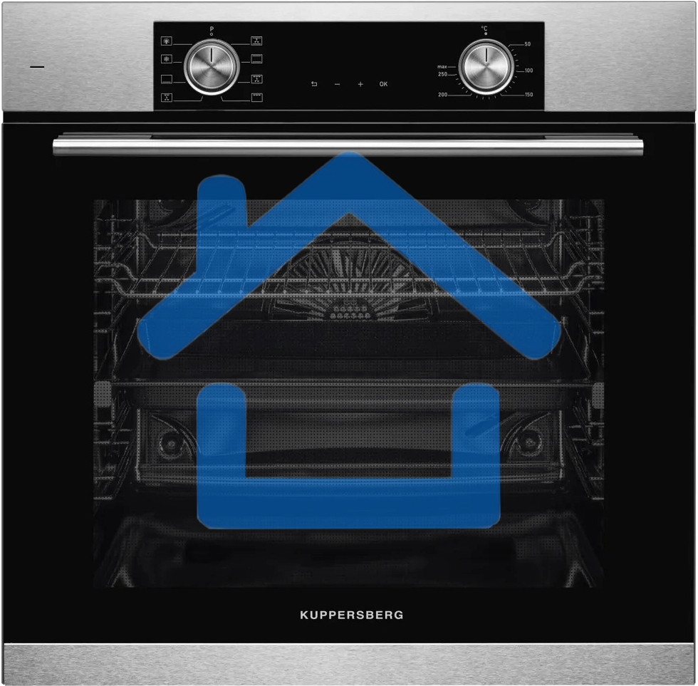Встраиваемый духовой шкаф Kuppersberg HF 608 BX 80 л, High-Tech, 6 режимов, паровая очистка, черный, нерж. сталь