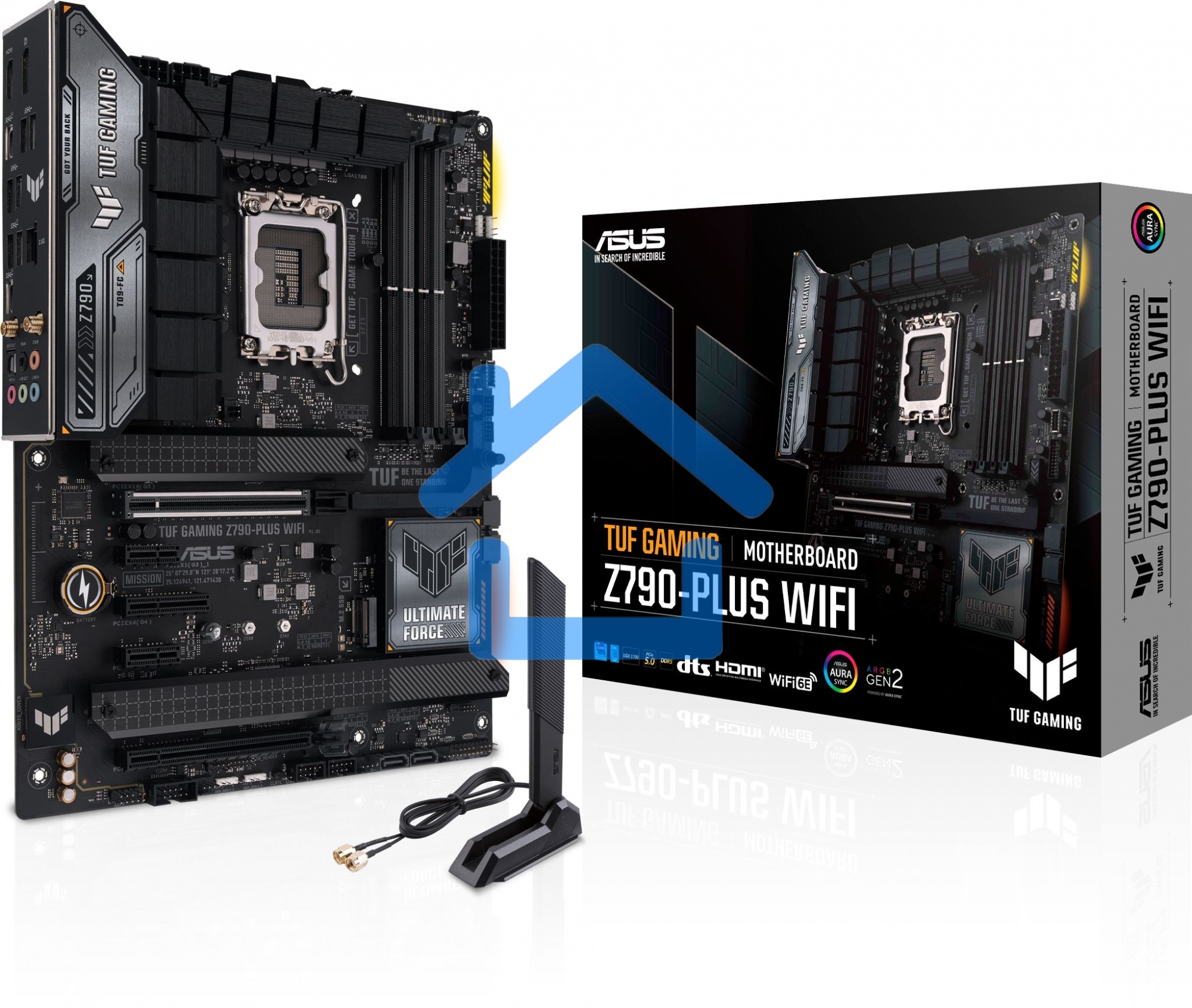 Материнская плата ASUS TUF GAMING Z790-PLUS WIFI, LGA 1700, Intel Z790, 4xDDR5, 4xSATA, 4xM.2, 1xPCIe 5.0 x16, 1xPCIe 4.0 x4, 2xUSB-A 3.2 Gen 2, 4xUSB-A 3.2 Gen 1, 1xUSB-C 3.2 Gen 2, 1xUSB-C 3.2 Gen 2x2, 1x2.5Gb LAN, 5x3.5 мм, 7.1, Standard-ATX