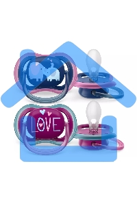 Пустышка Philips ultra air, слоники/LOVE, 18+ мес., 2 шт.