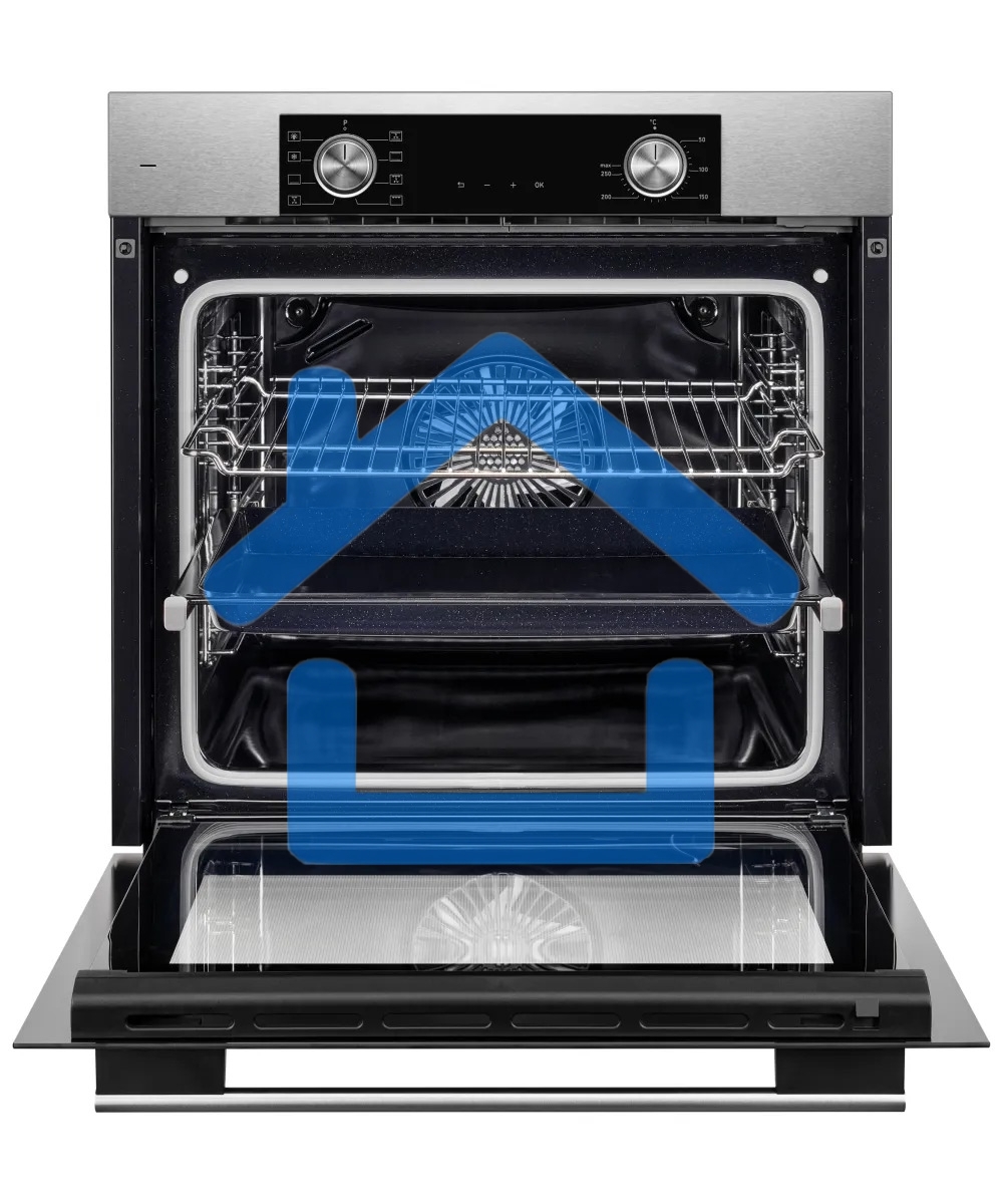 Встраиваемый духовой шкаф Kuppersberg HF 608 BX 80 л, High-Tech, 6 режимов, паровая очистка, черный, нерж. сталь
