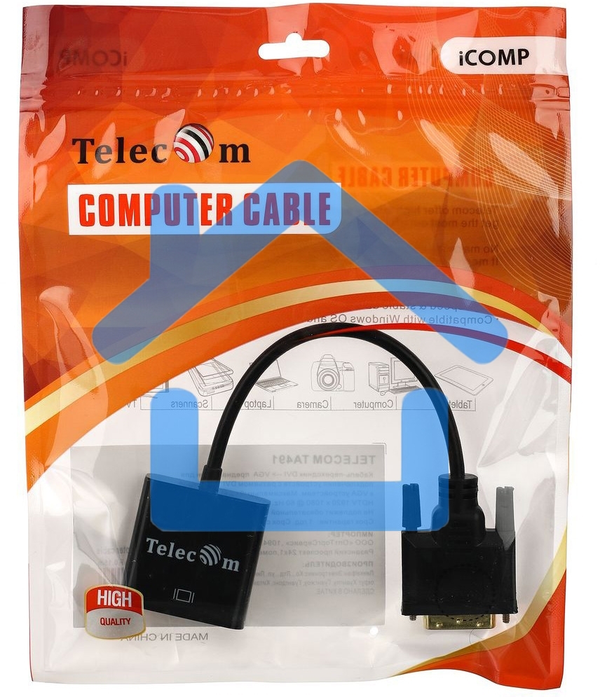 Кабель-переходник VCOM DVI-D 25M ---> VGA 15F Telecom <TA491> Кабель-переходник DVI-D 25M ---> VGA 15F Telecom <TA491>