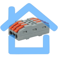 Клемма соединительная многоразовая проходная 3 полюса (0,08-4 мм²), серая (30 шт./уп.) Rexant