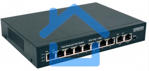 Коммутатор PoE OSNOVO SW-20820(120W), 8 x FE с поддержкой PoE (IEEE 802.3af/at), 2 x GE, до 30W на порт, суммарно до 115W