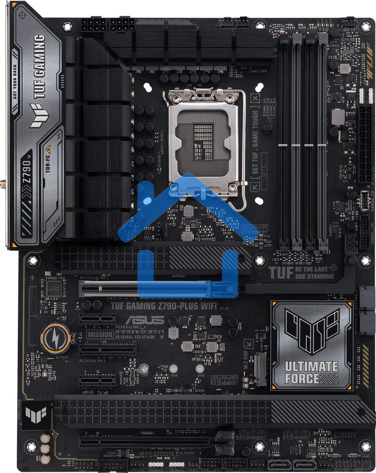 Материнская плата ASUS TUF GAMING Z790-PLUS WIFI, LGA 1700, Intel Z790, 4xDDR5, 4xSATA, 4xM.2, 1xPCIe 5.0 x16, 1xPCIe 4.0 x4, 2xUSB-A 3.2 Gen 2, 4xUSB-A 3.2 Gen 1, 1xUSB-C 3.2 Gen 2, 1xUSB-C 3.2 Gen 2x2, 1x2.5Gb LAN, 5x3.5 мм, 7.1, Standard-ATX