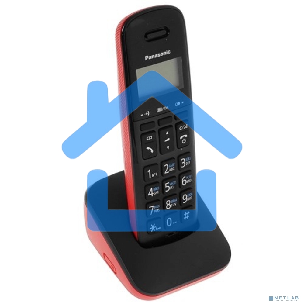 Телефон беспроводной (DECT) Panasonic KX-TGB610RUR, Монохромный, АОН, черный/красный