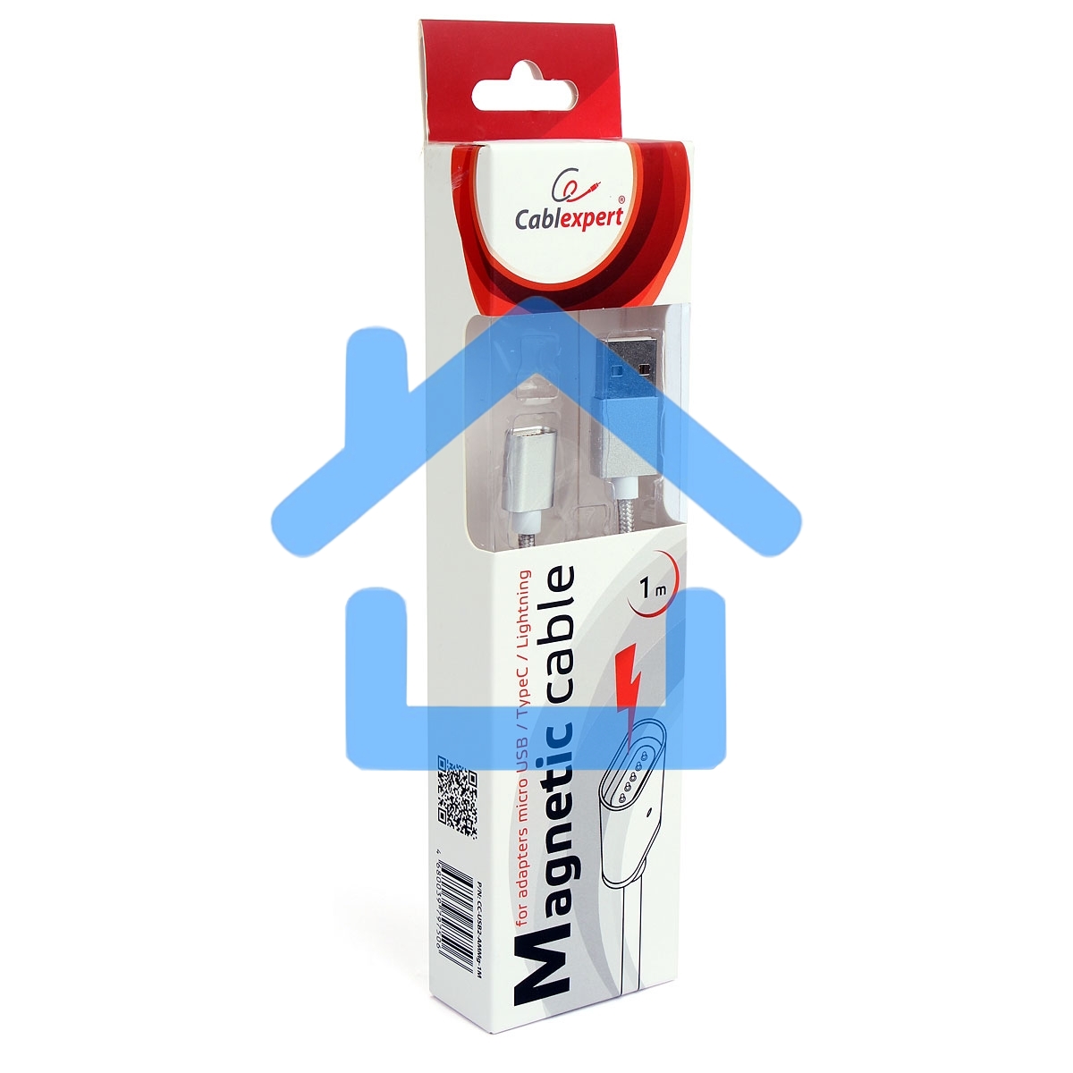 Кабель магнитный USB 2.0 Cablexpert CC-USB2-AMMg-1M, для адаптеров TypeC - microBM 5P - iPhone lightning, 1м, алюминиевые разъемы (адаптеры в комплектацию не входят)
