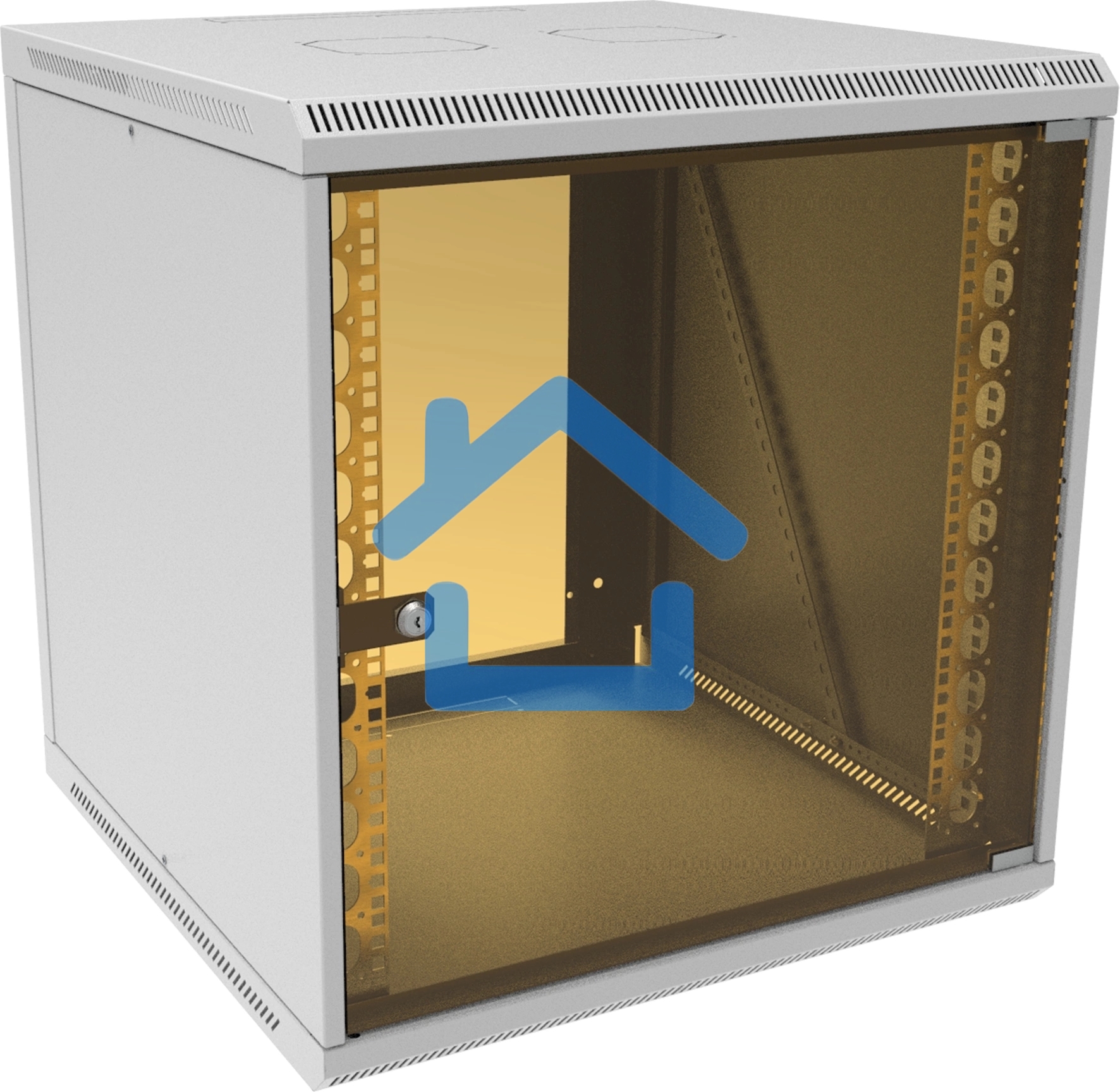 Шкаф коммутационный Suprlan (05-1206) настенный 12U 600x600мм пер.дв.стекл направл.под закл.гайки 70кг RAL 7035 535мм 26.22кг 620мм