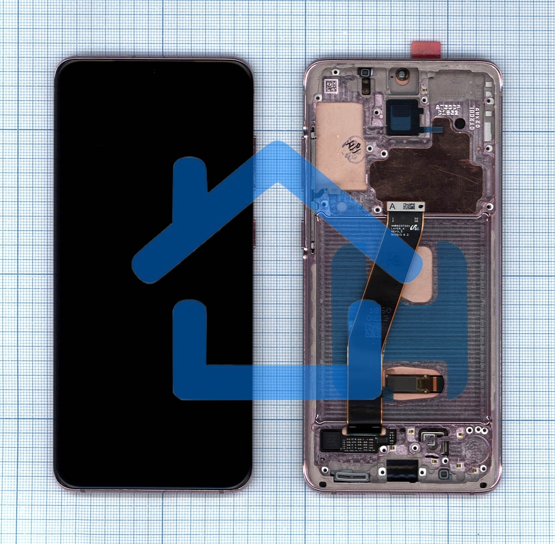 Дисплей для Samsung Galaxy S20 SM-G980F розовый с рамкой