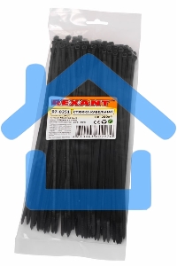 Хомут-стяжка кабельная нейлоновая Rexant 250 x3,6 мм, черная, упаковка 100 шт.