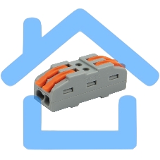 Клемма соединительная многоразовая проходная 2 полюса (0,08-4 мм²), серая (25 шт./уп.) Rexant