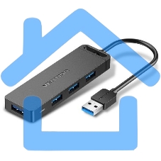 Концентратор Vention OTG USB 3.0 на 4 порта черный - 0.15м. Концентратор Vention OTG USB 3.0 на 4 порта черный - 0.15м.