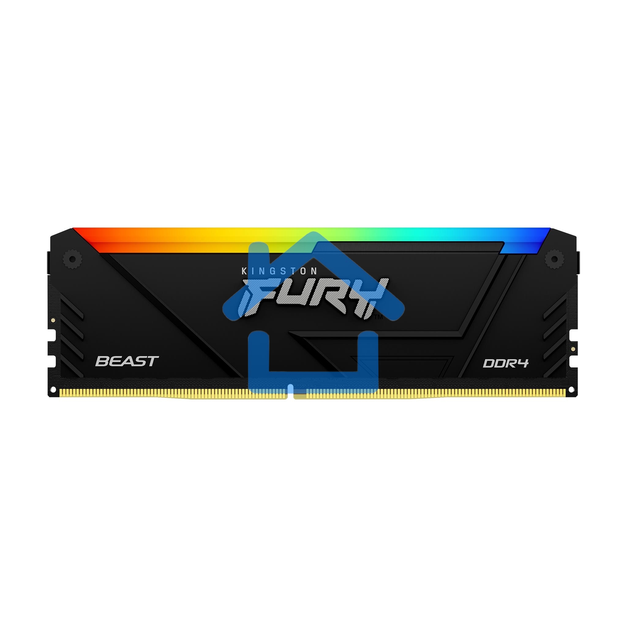 Оперативная память Kingston Fury Beast, DDR4, 16Gb (1x16Gb), 3200MHz, CL16, DIMM, с радиатором, RGB, черный