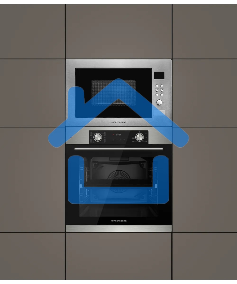Встраиваемый духовой шкаф Kuppersberg HF 608 BX 80 л, High-Tech, 6 режимов, паровая очистка, черный, нерж. сталь