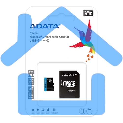 Флеш карта microSD 256Gb ADATA microSDHC Class 10 UHS-I A1 100/25 MB/s (SD адаптер)