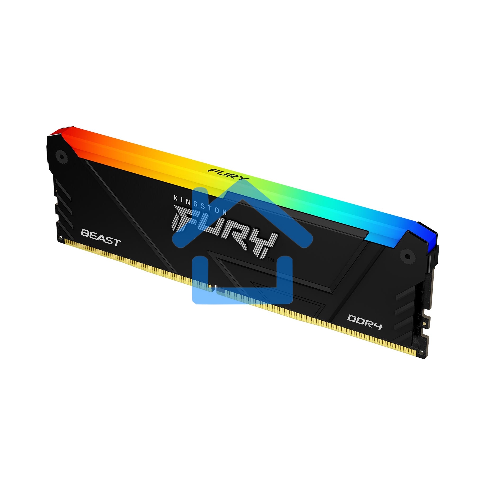 Оперативная память Kingston Fury Beast, DDR4, 16Gb (1x16Gb), 3200MHz, CL16, DIMM, с радиатором, RGB, черный