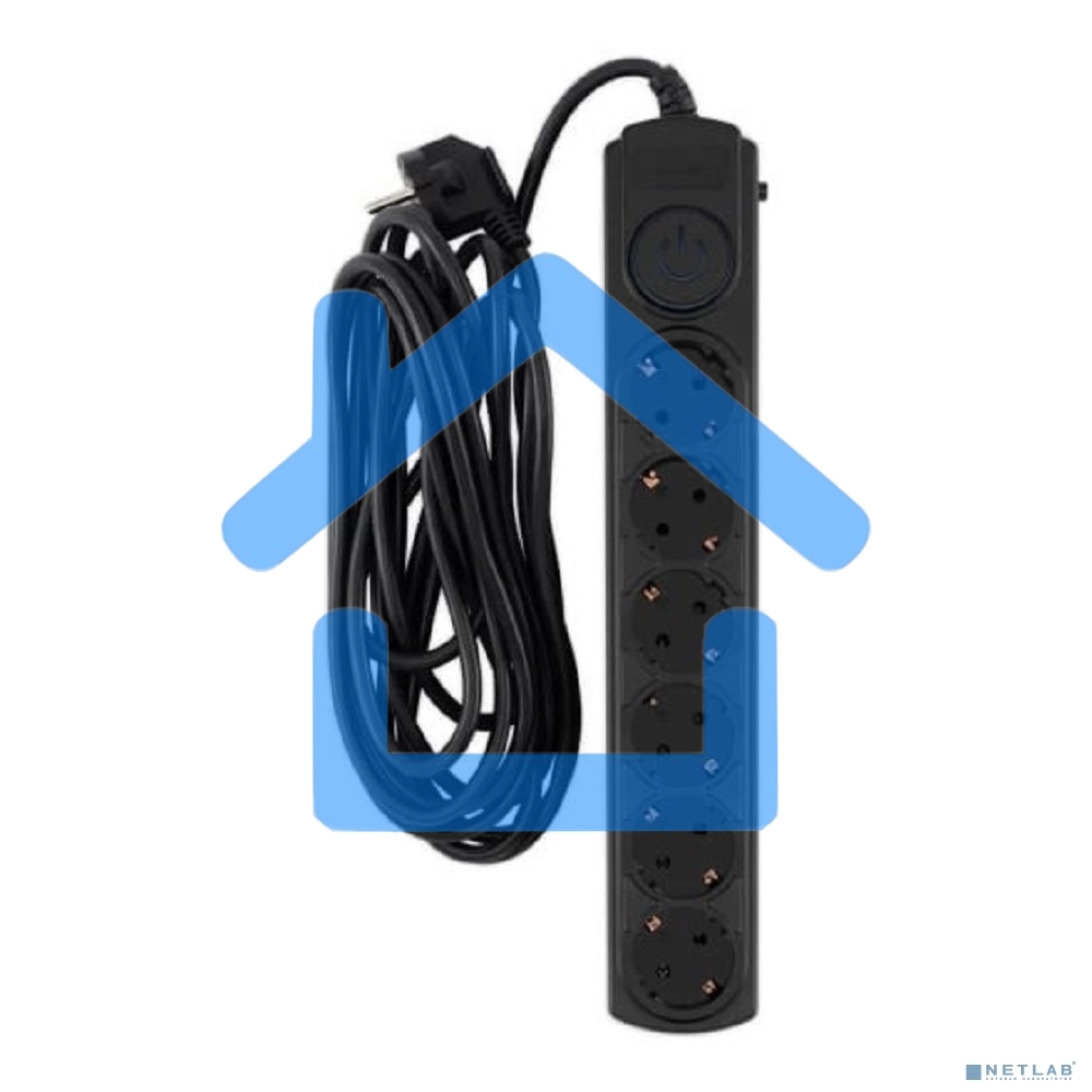 Сетевой фильтр Ippon BK-6-EU-5-10-B 5м (6 розеток) черный (коробка)