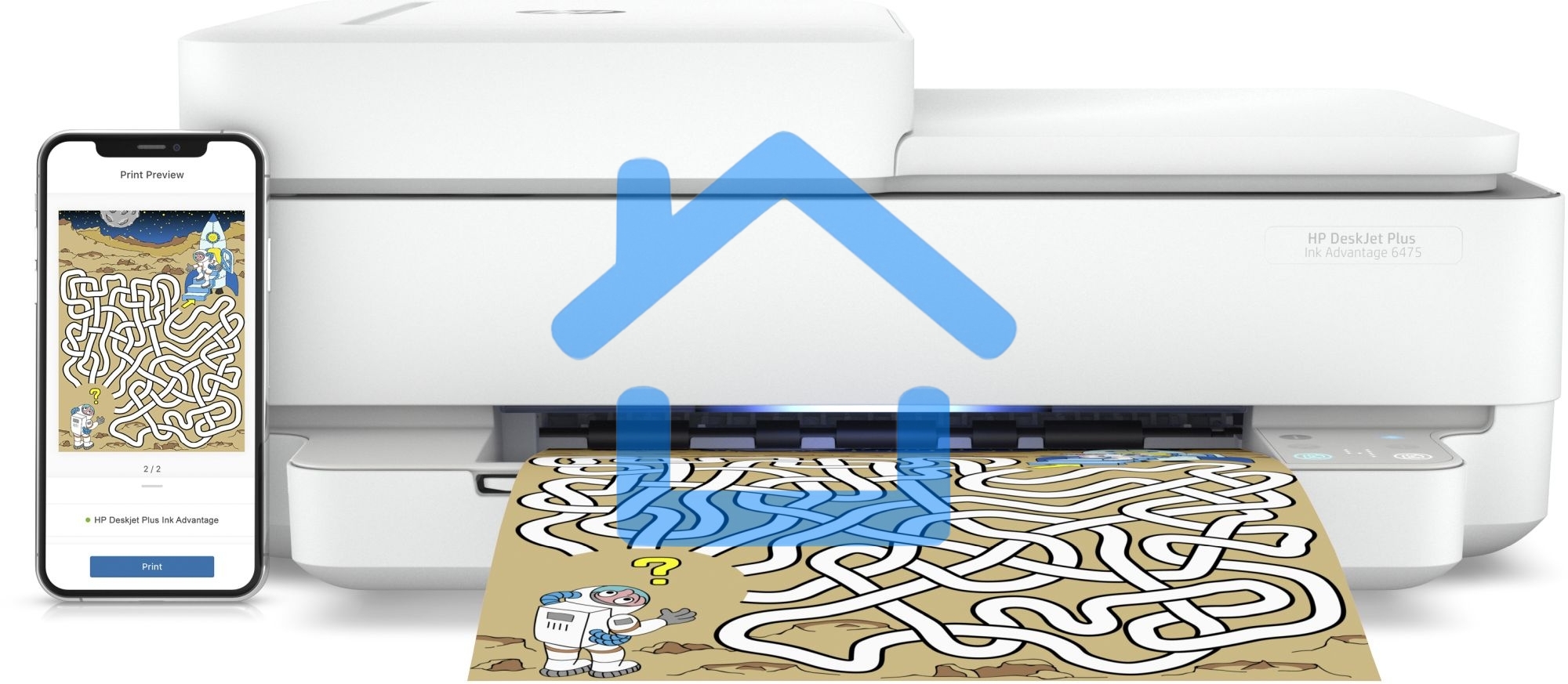 МФУ струйное HP DeskJet Ink Advantage 6475 (5SD78C), A4, цветной, печ. до 20 стр/мин. (ч/б) до 17 стр/мин. (цвет), скан. до 7 стр/мин. (ч/б) 3 стр/мин. (цвет), 1200x1200dpi, USB, Wi-Fi, Air Print