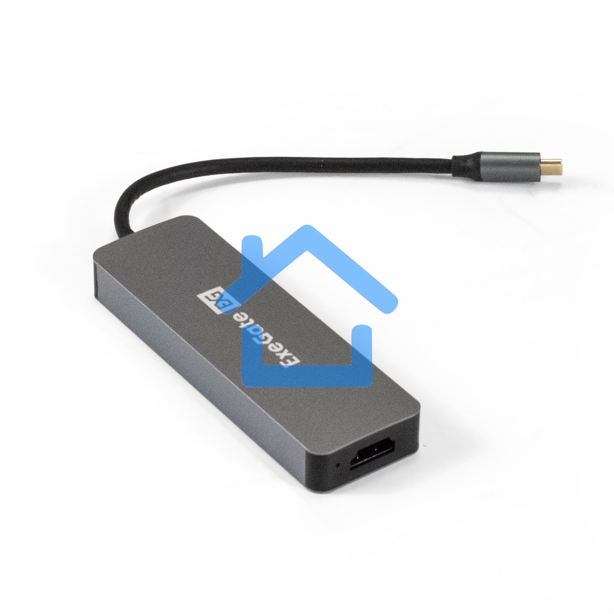 Док-станция ExeGate DUB-31C/PD/H (кабель-адаптер USB Type-C --> 3xUSB3.0 + PD 60W + HDMI 4K@30Hz, Plug&Play, серый)