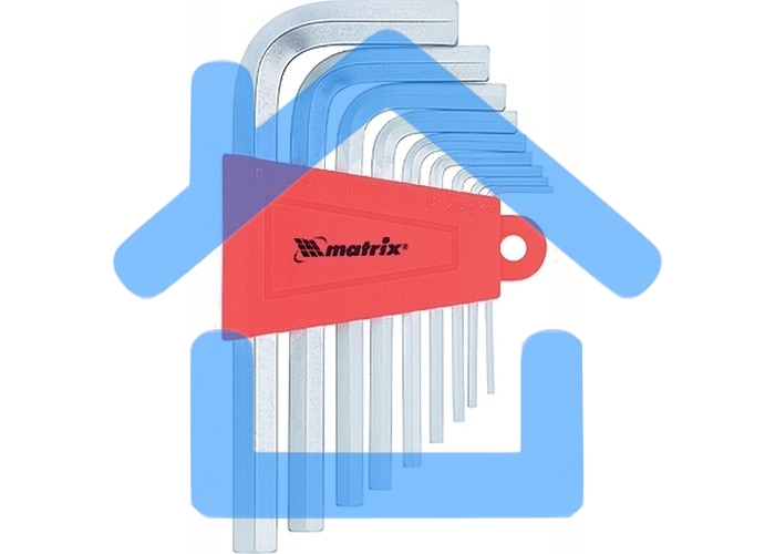 Набор ключей имбусовых Matrix HEX, 1,5–10 мм, CrV, 9 шт., короткие, сатин.