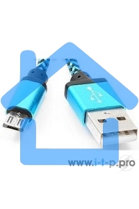 Кабель Gembird USB 2.0 Cablexpert CC-mUSB2bl1m, AM/microBM 5P, 1м, нейлоновая оплетка, алюминиевые разъемы, синий, пакет
