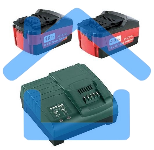 Набор аккумуляторов Metabo в + ЗУ 2 акк 4.0Ач 18В+ЗУ ASC 30-36