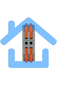 Клемма соединительная многоразовая проходная 2 полюса (0,08-4 мм²), серая (25 шт./уп.) Rexant