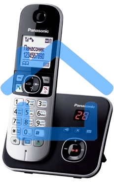 Телефон беспроводной (DECT) Panasonic KX-TG6821RUB черный, автоответчик,определитель номера,телефонный справочник 120 зап.