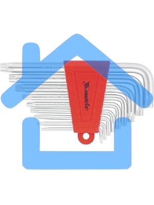 Набор ключей имбусовых Matrix TORX, 9 шт., T10-T50, CrV, короткие, сатин.