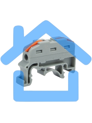 Клемма соединительная многоразовая проходная 1 полюс с креплением на DIN-рейку (0,08-4 мм²), серая (25 шт./уп.) Rexant