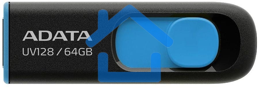 Флешка USB ADATA UV128 (AUV128-64G-RBE), 64 Gb, USB 3.0, R/W 100/30, черный/синий