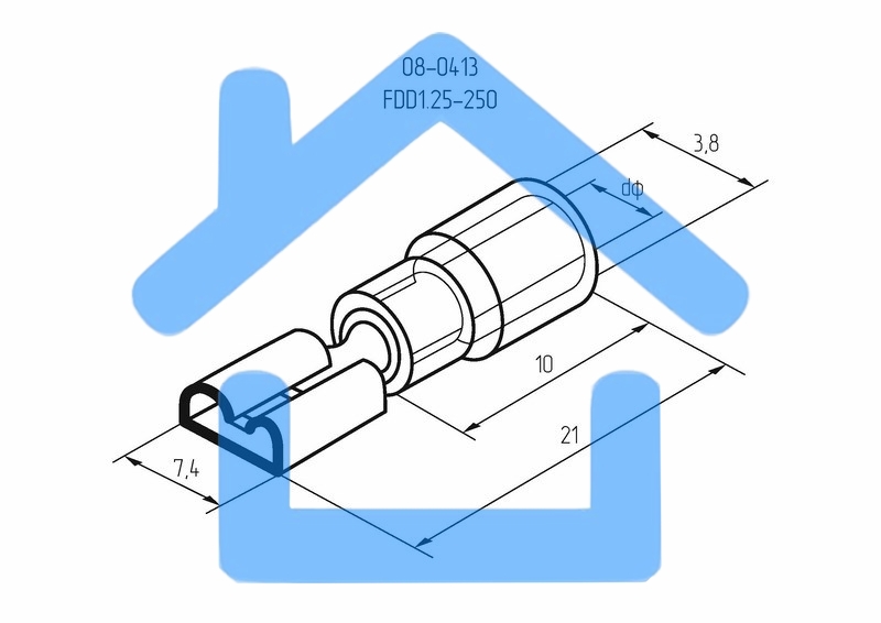 Клемма плоская изолированная гнездо 7.4 мм 0.5-1.5 мм² (РПи-м 1.5-(6.3)/РПИм 1,25-250) Rexant