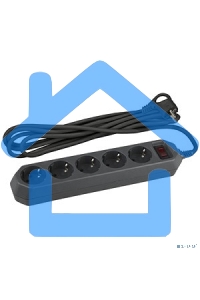 Сетевой фильтр USF-5es-5m-B черный с заземл, 3x0,75мм2, с выкл, 5гн, 5м (20/500) Б0019737 ЭРА