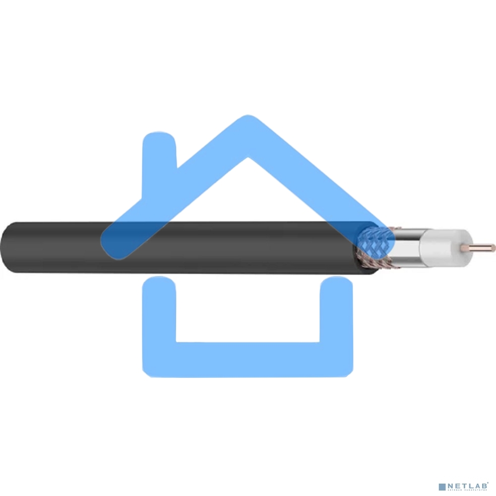 Кабель коаксиальный Rexant RG-6U+Cu, 75 Ом, Cu/Al/Cu, 64%, бухта 100 м, черный OUTDOOR