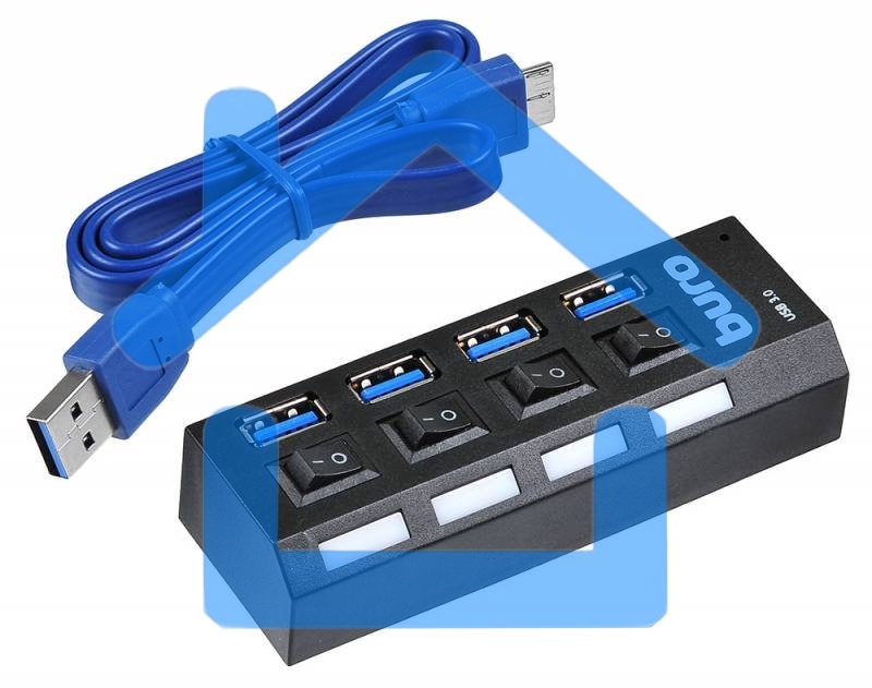 Разветвитель USB 3.0 Buro BU-HUB4-U3.0-L 4порт. черный