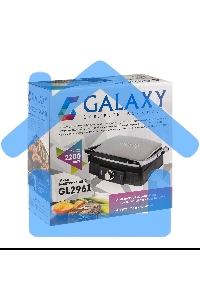 Гриль электрический Galaxy Line GL 2961, черный с серебристым, механическое управление, 2200 Вт, мраморное керамическое покрытие рабочей поверхности, корпус из нержавеющей стали, индикаторы сети и нагрева, регулятор температуры, лопатка и емкости для сбор
