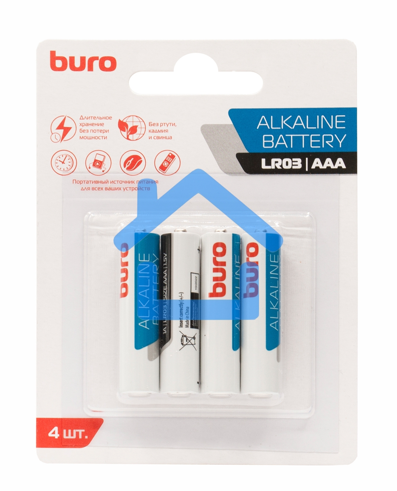 Батарея Buro Alkaline LR03 AAA (4шт) блистер