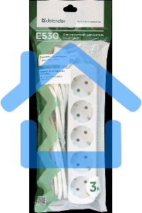 Удлинитель Defender E530 белый 3.0 м, 5 розеток 