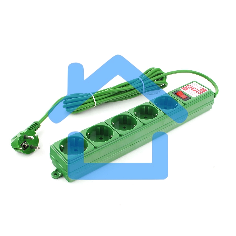 Фильтр-удл. Power Cube PC 3м 5р, зел. 10А/2,2кВт