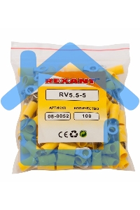 Наконечник кольцевой изолированный ø 5.3 мм 4-6 мм² (НКи 6.0-5/НКи5,5-5) желтый Rexant