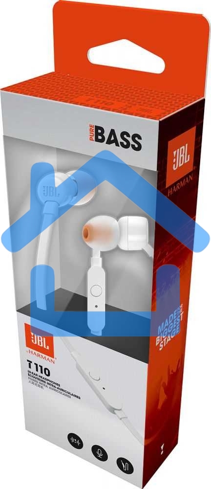 Наушники JBL Tune 110, 3.5 мм, внутриканальные, белый
