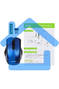 Мышь беспроводная Acer OMR031 черный/синий, 1600 dpi, радиоканал, USB, кнопки - 4