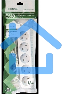 Удлинитель Defender E518 белый 1.8 м, 5 розеток 