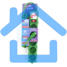 Фильтр-удл. Power Cube PC 3м 5р, зел. 10А/2,2кВт