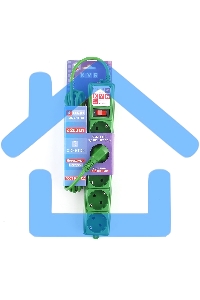 Фильтр-удл. Power Cube PC 3м 5р, зел. 10А/2,2кВт