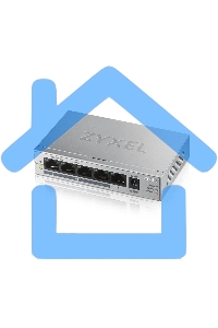 Коммутатор Zyxel GS1005HP Switch PoE +, 5xGE (4xPoE +), desktop, metal, silent, PoE budget 60 W