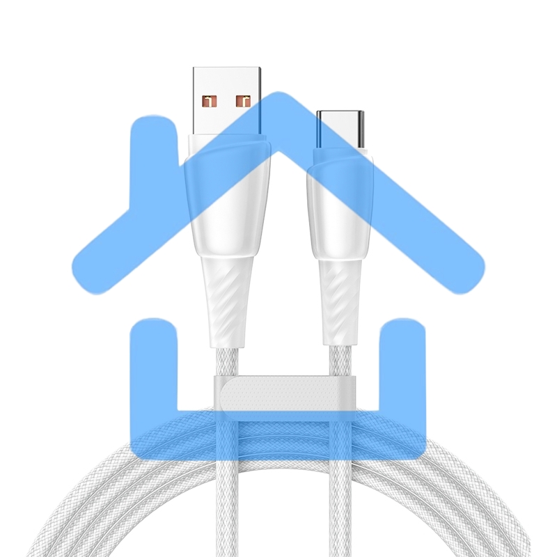 Кабель USB-A – Type-C, 5А, 100Вт, 1м, в белой нейлоновой оплетке Rexant