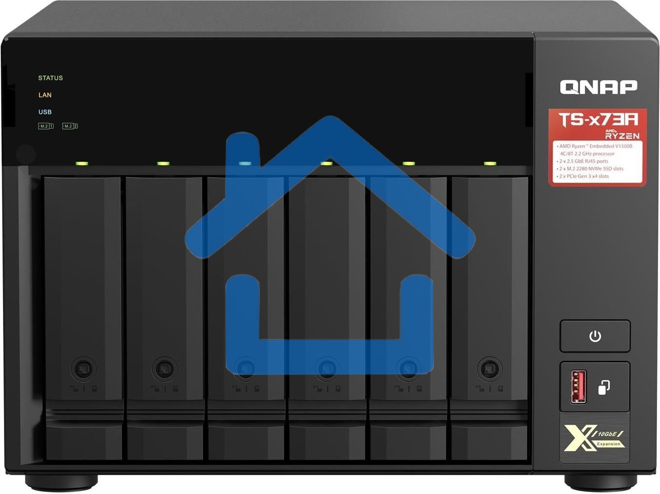 Сетевое хранилище без дисков SMB QNAP TS-673A-8G NAS, 6 trays 3,5