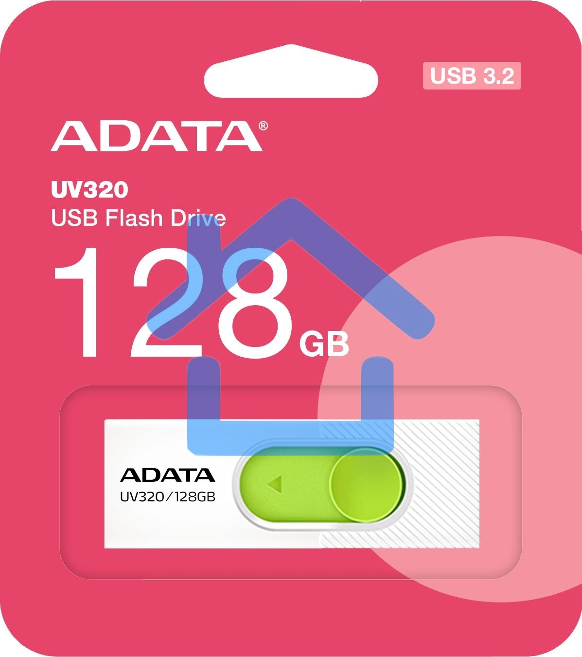 Флешка USB R/W ADATA R/W 128Gb USB 3.2 Gen1 AUV320-128G-RWHGN белый/зеленый